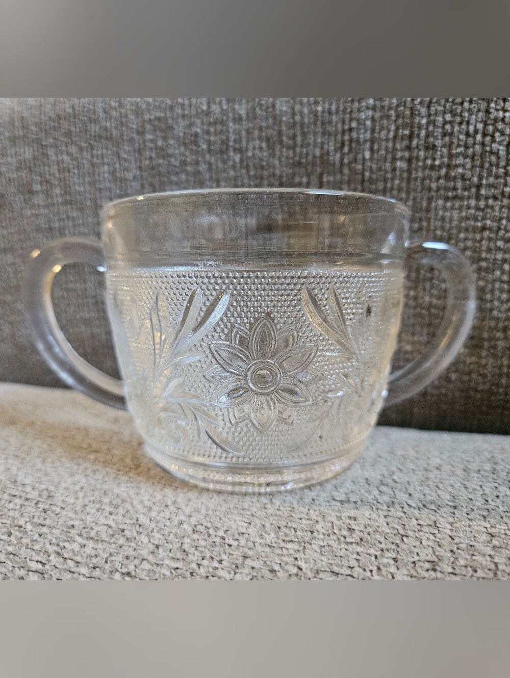 Vintage Anchor Hocking Sandwich Clear Pattern Open Sugar Bowl